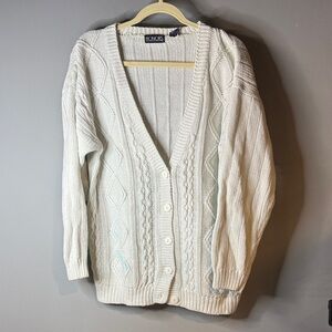 Women's Cream Cardigan Sweater with flaws